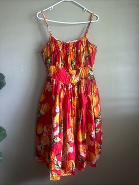 Custom Red Fruit-Print Spaghetti Strap Sundress